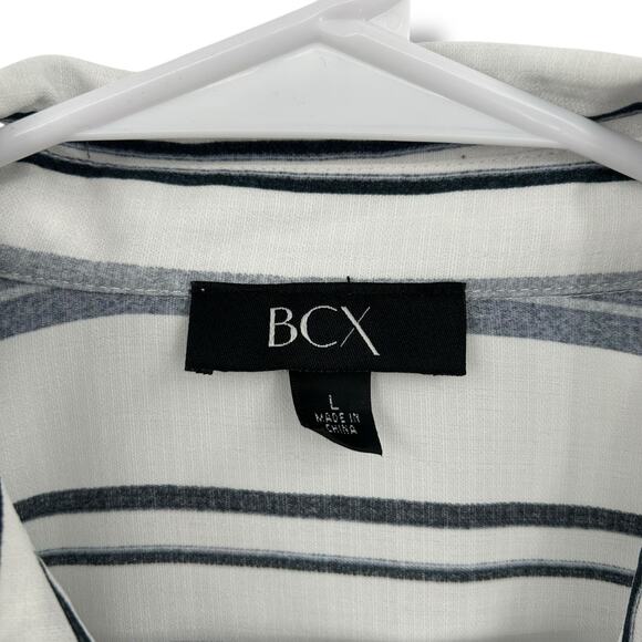 NEW BCX Striped Collared Button Up Shirt Size Large Blue Career Work NWT - Picture 7 of 10